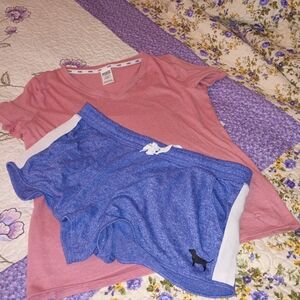 Victoria Secret Pink Short Short T Shirt L VS Outfit Work Out Dog Pup
